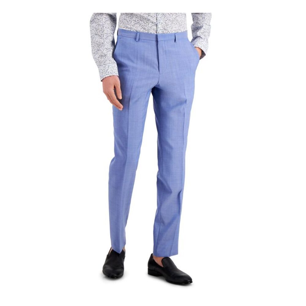 HUGO BOSS Mens Boss N Red Label Blue Flat Front, Tapered, Pants 40R